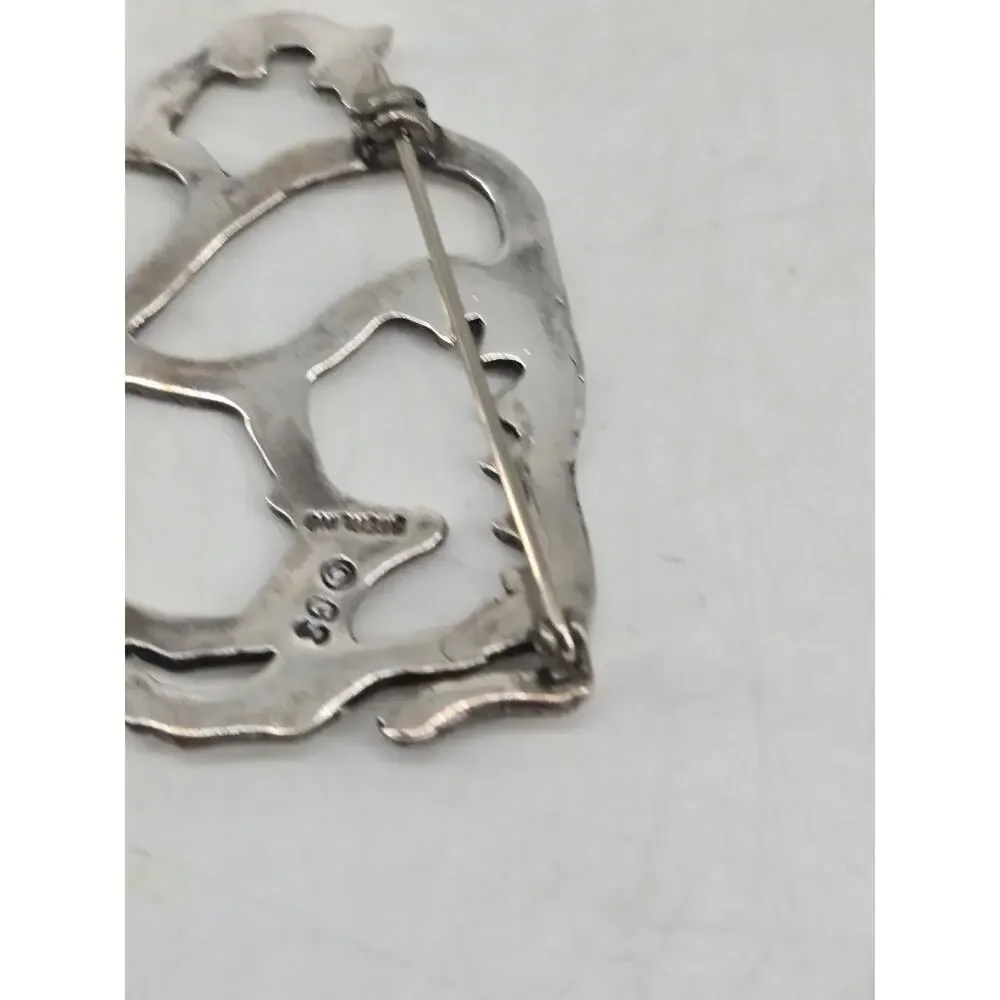 Vtg 70s Sterling Navajo GS Glen Irene Sandoval Buffalo Bison Outline Brooch Pin